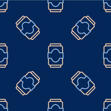 Line Soda simgesi mavi arkaplanda izole edilmiş pürüzsüz desen oluşturabilir. Vektör