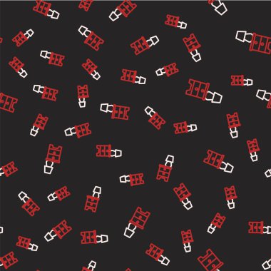 Line Furniture nightstand with lamp icon isolated seamless pattern on black background.  Vector