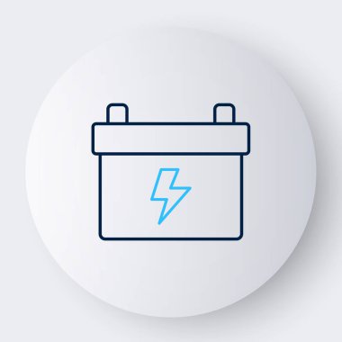 Çizgi Araba bataryası simgesi beyaz arka planda izole edildi. Akümülatör bataryası enerji ve elektrik akümülatörü bataryası. Renkli taslak konsepti. Vektör