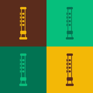 Pop Art Flüt simgesi renk arkaplanında izole edildi. Müzik aleti. Vektör