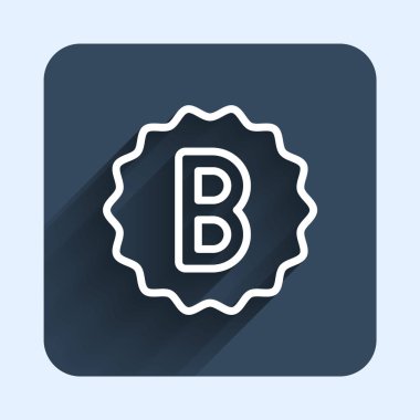 White line Exam paper with incorrect answers survey icon isolated with long shadow background. Bad mark of test results. Blue square button. Vector