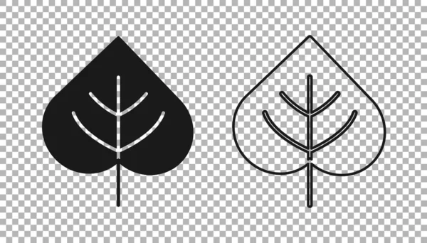 Şeffaf arkaplanda siyah yaprak simgesi izole edildi. İşaret bırakıyor. Taze doğal ürün sembolü. Vektör