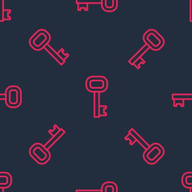 Kırmızı çizgi Eski anahtar simgesi siyah arkaplanda izole edilmiş. Vektör