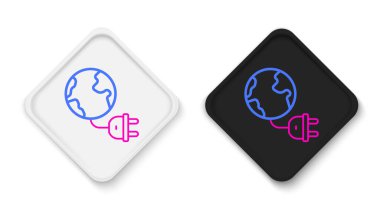 Hat Küresel Enerji güç gezegeni beyaz arka planda ikon izole edildi. Ekoloji konsepti ve çevre. Renkli taslak konsepti. Vektör