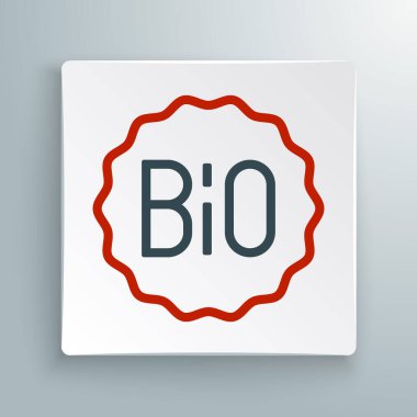 Çizgi Banner, etiket, etiket, biyoyeşil sağlıklı yiyecek simgesi için logo beyaz arkaplanda izole edilmiş. Organik ürün. Sağlıklı yemek etiketi. Renkli taslak konsepti. Vektör