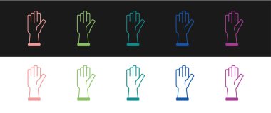 Koruyucu eldiven simgesini siyah beyaz arkaplanda izole et. Vektör