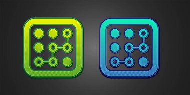 Green and blue Graphic password protection and safety access icon isolated on black background. Security, safety, protection, privacy concept.  Vector