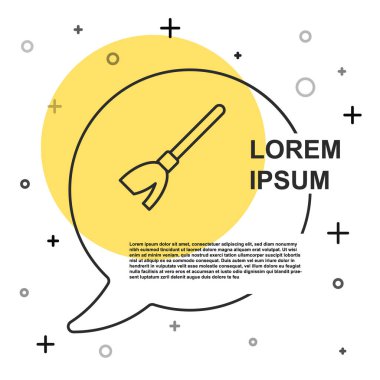 Siyah çizgi süpürge sapı simgesi beyaz arkaplanda izole edildi. Temizlik hizmeti konsepti. Rastgele dinamik şekiller. Vektör