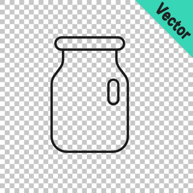 Şeffaf arka planda izole edilmiş siyah çizgi cam kapaklı bir kavanoz. Vektör