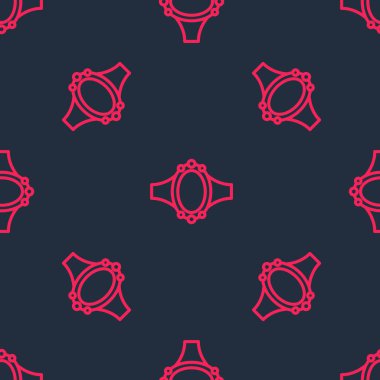 Kırmızı çizgi Diamond nişan yüzüğü ikonu siyah arka planda kusursuz desen izole etti. Vektör