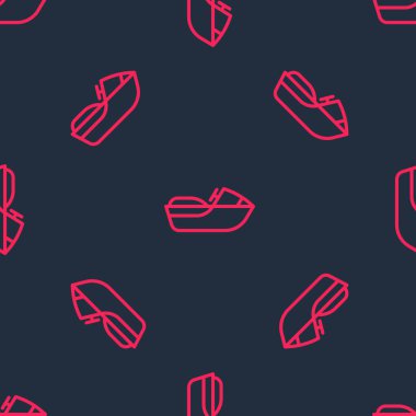 Red line Jet ski icon isolated seamless pattern on black background. Water scooter. Extreme sport.  Vector