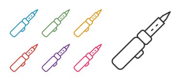 Demir lehimleme simgesini beyaz arkaplanda izole et. Simgeleri renklendirin. Vektör