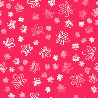 White line Chestnut leaf icon isolated seamless pattern on red background.  Vector