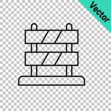 Black line End of railway tracks icon isolated on transparent background. Stop sign. Railroad buffer end to destination.  Vector