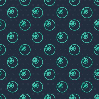 Yeşil çizgi bilardo bilardo topu. Mavi arka planda 8 numaralı ikon izole edilmiş pürüzsüz desen. Vektör