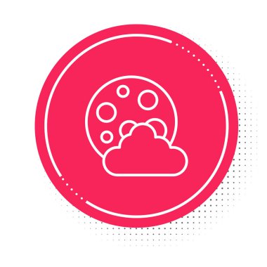 White line Christmas night icon isolated on white background. Merry Christmas and Happy New Year. Red circle button. Vector