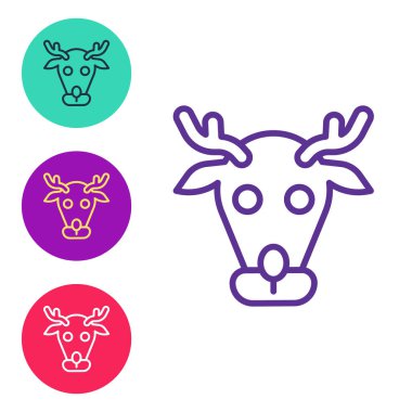 Ren geyiği simgesini beyaz arkaplanda izole et. Mutlu Noeller ve mutlu yıllar. Simgeleri renklendirin. Vektör