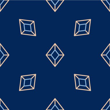 Çizgi taşı simgesi mavi arkaplandaki kusursuz deseni izole etti. Mücevher sembolü. Elmas. Vektör