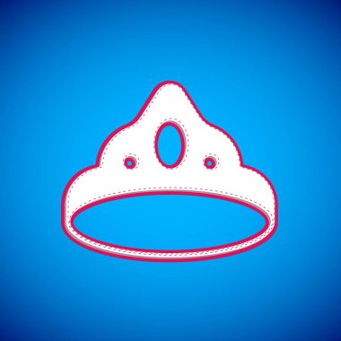 Beyaz Kral taç ikonu mavi arkaplanda izole edildi. Vektör