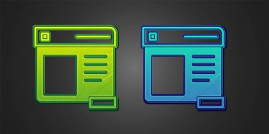 Siyah arkaplanda yeşil ve mavi tarayıcı simgesi izole edildi. Vektör