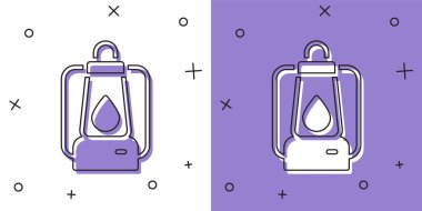 Set Camping lantern icon isolated on white and purple background.  Vector