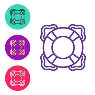 Beyaz arkaplanda Lifebuoy simgesini ayır. Can simidi sembolü. Simgeleri renklendirin. Vektör