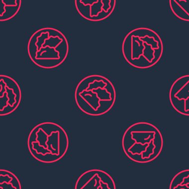Red line Dumpling icon isolated seamless pattern on black background. Traditional chinese dish.  Vector