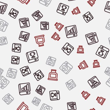 Set line Book, Financial book,  and Inkwell on seamless pattern. Vector