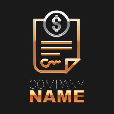 Satır Sözleşmesi para simgesi siyah arkaplanda izole. Bankacılık belgeleri dolar finans para sayfası. Renkli taslak konsepti. Vektör