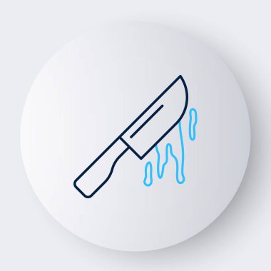 Kanlı çizgi bıçak ikonu beyaz arka planda izole edildi. Çatal bıçak sembolü. Mutlu Cadılar Bayramı Partisi. Renkli taslak konsepti. Vektör