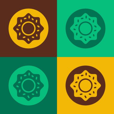 Renkli arka planda izole edilmiş tatlı jöleli Pop Art Donut. Vektör