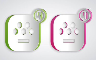 Kağıt kesme mobil uygulaması simgesi gri arkaplanda izole edildi. Mobil uygulama taksisi. Kağıt sanatı tarzı. Vektör