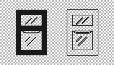 Black Window in room icon isolated on transparent background.  Vector