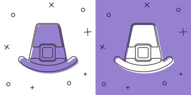 Set Leprechaun hat icon isolated on white and purple background. Happy Saint Patricks day. National Irish holiday.  Vector