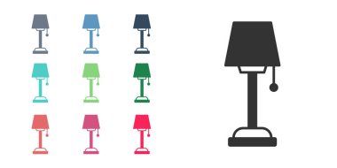 Siyah zemin lambası simgesi beyaz arkaplanda izole edildi. Simgeleri renklendirin. Vektör