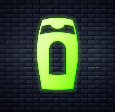 Duvarda izole edilmiş parlak neon şampuan ikonu. Vektör