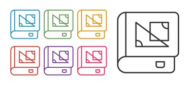 Set line Book about geometry icon isolated on white background. Set icons colorful. Vector