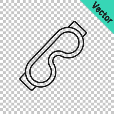 Siyah çizgi göz maskesi simgesi şeffaf arkaplanda izole edildi. Uyku maskesi. Vektör