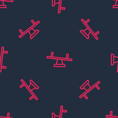 Kırmızı çizgi Tahterevalli simgesi siyah arkaplanda izole edilmiş. Tahterevalli eşit yönetim kurulu. Oyun alanı sembolü. Vektör