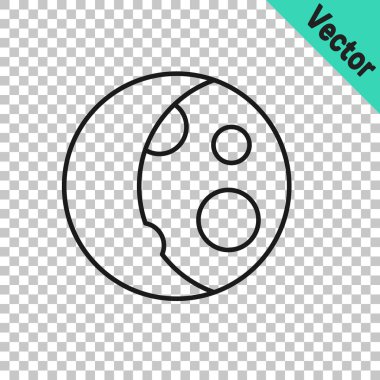 Siyah çizgi ay evreleri simgesi şeffaf arkaplanda izole edildi. Vektör