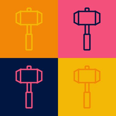 Pop Art Line Balyoz simgesi renk arkaplanında izole edildi. Vektör