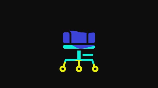 Yellow Office Chair Icon Isolated Black Background Video Motion Graphic — Vídeo de stock