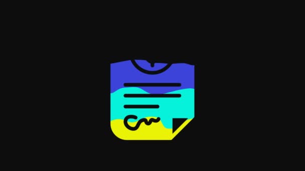 Yellow Contract Money Icon Isolated Black Background Banking Document Dollar — Wideo stockowe