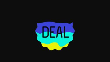 Yellow Deal icon isolated on black background. 4K Video motion graphic animation.