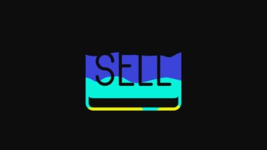 Yellow Sell button icon isolated on black background. Financial and stock investment market concept. 4K Video motion graphic animation.