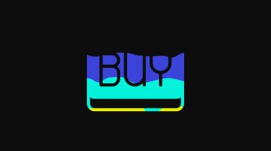 Yellow Buy button icon isolated on black background. Financial and stock investment market concept. 4K Video motion graphic animation.