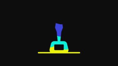 Yellow Movie trophy icon isolated on black background. Academy award icon. Films and cinema symbol. 4K Video motion graphic animation.