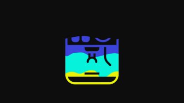 Yellow Coffee machine icon isolated on black background. 4K Video motion graphic animation.
