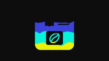 Yellow Bag of coffee beans icon isolated on black background. 4K Video motion graphic animation.