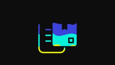 Yellow Document tracking marker system icon isolated on black background. Parcel tracking. 4K Video motion graphic animation.